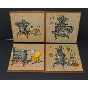 Antique Wood Burning Stove Plaques Kitchen Decor